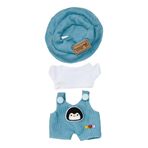 niannyyhouse 17cm Bebek Giysileri Şapka Beyaz Tişört Hayvan Baskılı Tulum 15cm Peluş Bebek Giydirdiği (Mavi-2)