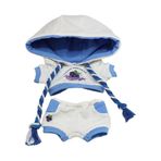 niannyyhouse 20 cm büyük pelüş bebek kıyafeti, üzüm takımları, kapüşonlu kazak, pantolon, 20,3 cm, oyuncak bebek aksesuarı, giyinme (mavi)