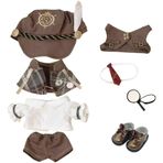 niannyyhouse 20 cm Peluş Bebek Giysileri Şapka Şal Elbise Gömlek Pantolon Yelek Papyon Ayakkabı Aksesuarları Ekose Takım 8 inç Bebek Giydirme (Kahverengi-2)