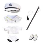 niannyyhouse 20cm Bebek Giysileri Şapka Kaban Gömlek Pantolon Kravat Kemer Ayakkabı Siyah Beyaz Üniforma Setleri 8 inç Peluş Bebek Aksesuarları (Beyaz)