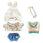 niannyyhouse Tavşan Kulak Şapkası Havuç Yelek Gömlek Pantolon Sırt Çantası 7,8 inç (20 cm) Peluş Bebek Giysileri