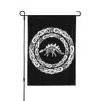 NIBABA 12x18 inç (30x45 cm) Dış Mekan Çift Taraflı Baskılı Bahçe Bayrağı, Viking Scandivanian İskelet Dinozor Baskı, Ev Dekoru Avlu Çim Asılı Bayraklar