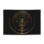 NIBABA 4x6ft (120x180cm) Dekoratif Ev Bahçe Avlu Afiş, Altın Büyü Viking Pusula Baskı, Tatil Hoş Geldiniz Çim Asılı Dekor Parti Bayrağı Fon