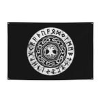 NIBABA Dekoratif Ev Bahçe Avlu Afiş, Dünya Ağacı Viking İskandinav Mitolojisi Runes Baskı, Tatil Karşılama Çim Asılı Dekor Parti Bayrağı Fon 4x6ft - (120x180 cm)