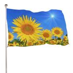 NIBABA Dekoratif Ev Bayrağı Avlu Afiş, Ayçiçeği Mavi Gökyüzü Güneş Baskısı, Tüm Mevsimler Tatil Karşılama Bahçe Bayrakları Çimen Asma Dekor 2x3ft - (60x90cm)