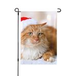 NIBABA Dış Mekan Çift Taraflı Bahçe Bayrağı, Kabarık Kedi Giyimi Noel Şapkası Baskı, Ev Dekoru Avlu Çim Asılı Bayraklar 28x40 inç (70x100 cm)