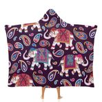 NIBABA Filler Hint Kültürü Kapüşonlu Battaniye, Kadınlar için Sıcak Rahat Battaniye Pijama, Rahat Peluş Rahat Mikrofiber Termal Örtü Kapüşonlu Battaniye Kızlar için 40x50 inç (100x130 cm)