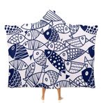 NIBABA Komik Japon Tarzı Balık Kapüşonlu Battaniye, Kadınlar için Sıcak Rahat Battaniye Pijama, Rahat Peluş Rahat Mikrofiber Termal Örtü Kapüşonlu Battaniye Kızlar için 40x50 inç (100x130 cm)