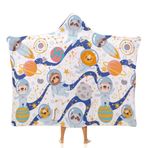 NIBABA Sevimli Uzay Hayvan Aslan Panda Kapüşonlu Battaniye, Kadınlar için Sıcak Rahat Battaniye Pijama, Rahat Peluş Rahat Mikrofiber Termal Örtü Kapüşonlu Battaniye Kızlar için 40 x 50 inç (100 x 130 cm)