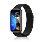 Niboow Huawei Band 8/9 / 10 ile Uyumlu Kayış, Erkek Kadın Mıknatıs Paslanmaz Çelik Hasır Metal Nefes Alabilen Saat Kordonları Huawei Band 8/9 / 10 için - Siyah