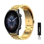 Niboow Xiaomi Watch S1/S1 Active/Mi Watch/Amazfit GTR 3/GTR 3 Pro için 22 mm bileklik, paslanmaz çelik metal saat kayışı, Huawei Watch GT 3 Pro 46 mm/GT Runner/Garmin Vivoactive 4/Venu 2 için, altın