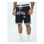 NİCE Baskılı Chicago Tasarım Erkek Siyah Basketbol Şortu - Retro Tarz Filesiz Rahat Kesim Spor Şort