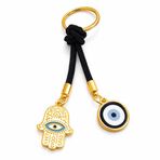 Nice For You Nazar Boncuklu Fatma Anahtarlık – Altın Kaplama Hamsa Hand Evil Eye Anahtarlık – Şans, Koruma ve Hediye Anahtarlık – Kadın Erkek Araba Anahtarlığı