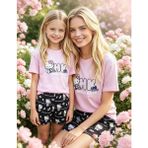 NiCe İç Giyim Anne & Kız Kombin Hello Kitty Lisanslı Pembe & Siyah Bisiklet Yaka T-Shirt & Şort % 100 Pamuk Çocuk Pijama Takım ( Ayrı Satılır) - 8 - 9 Yaş