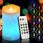 NICEME 6 inç LED çok renkli alevsiz mum uzaktan kumanda zamanlayıcı ile gerçekçi balmumu renk değiştirme mum pil titrek alev ile çalışan mum