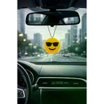 Nicevia PYRZ164 Gözlüklü Emoji Dikiz Aynası Süsü Kısa Zincirli Araç İçi Dekoratif Oto Ayna Aksesuarı