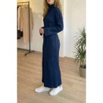 Niche Thread Volanlı Triko Tesettür Elbise - Lacivert - Standart