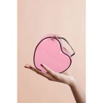 Nicheloop Küçük Pembe Kalp Deri Seyahat, Kozmetik, Makyaj Çantası
