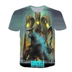 NICHIYO Godzilla tişört, üniseks, 3D baskı, yaz, yuvarlak yaka, erkek, spor, boş zaman, kısa kollu, fitness, dış mekan tişörtü, 14, XL