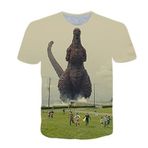 NICHIYO Godzilla tişört, üniseks, 3D baskı, yaz, yuvarlak yaka, erkek, spor, boş zaman, kısa kollu, fitness, dış mekan tişörtü, 20, 4XL