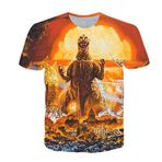 NICHIYO Godzilla tişört, üniseks, 3D baskı, yaz, yuvarlak yaka, erkek, spor, boş zaman, kısa kollu, fitness, dış mekan tişörtü, 21, S