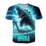 NICHIYO Godzilla tişört, üniseks, 3D baskı, yaz, yuvarlak yaka, erkek, spor, boş zaman, kısa kollu, fitness, dış mekan tişörtü, 28, XXL