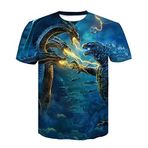 NICHIYO Godzilla tişört, üniseks, 3D baskı, yaz, yuvarlak yaka, erkek, spor, boş zaman, kısa kollu, fitness, dış mekan tişörtü, 3, S
