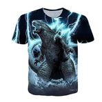 NICHIYO Godzilla tişört, üniseks, 3D baskı, yaz, yuvarlak yaka, erkek, spor, boş zaman, kısa kollu, fitness, dış mekan tişörtü, 32., 3XL
