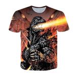 NICHIYO Godzilla tişört, üniseks, 3D baskı, yaz, yuvarlak yaka, erkek, spor, boş zaman, kısa kollu, fitness, dış mekan tişörtü, 8, L