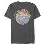 Nickelodeon Erkek Büyük ve Uzun Doğum Günü Helga Tişört, Charcoal Heather, XL Uzun