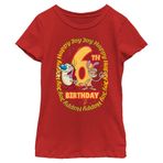 Nickelodeon Ren & Stimpy Ren Stimpy 6. Doğum Günü Kız Kısa Kollu Tişört, Red, XL