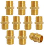 NICOLEKAY Altıgen Nipel, Pirinç Boru Ek Parçaları, 3/4 "NPT x 3/4" NPT Erkek Adaptör Boru Konnektörü, Sızdırmazlık Bantlı Prinç (2 Paket)