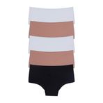 Nicoletta Çok Renkli Kadın Külot Yüksek Bel Lazer Kesim Polyester Esnek İz Yapmayan Büyük Beden 5'li Paket, 2XL-3XL