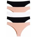 Nicoletta Kadın Külot Brazillian 5 li Paket Likralı Fitilli Pamuklu Kaşkorse MIXCOLOR, XL