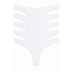 Nicoletta Kadın Külot Brazillian Tanga Lazer Kesim Esnek İz Yapmayan 5'li Paket Polyester Beyaz, XL