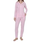 Nicoletta Kadın Pijama Uzun Kollu Düğmeli Pijama Takımı Cepli Pamuk Pembe, S