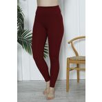 Nicoletta Kadın Yüksek Bel Toparlayıcı Tayt Kaşkorse Fitilli Polyester Bordo