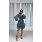Nida Boutique Kruvaze Yaka Astarlı Desenli Kısa Şifon Elbise
