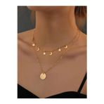 Nida Jewelry 925 Ayar Gümüş Çift Ay Yıldız Disk Kolye