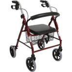 Nidage Rolatör Tekerlekli Oturaklı Katlanabilir Yürüme Aleti - Bordo - 50 cm