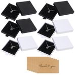 Nideen 6 adet 8 x 8 x 1,7 cm hediye kutusu yok, kartlı, kolye, bileklik, kapaklı takı kutusu, küpe, kolye, bileklik için hediye kutusu (siyah, beyaz)