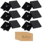 Nideen 6 adet 8 x 8 x 1,7 cm hediye kutusu yok, kartlı, kolye, bileklik, kapaklı takı kutusu, küpe, kolye, bileklik için hediye kutusu (siyah)