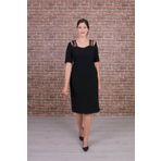 Nidya Moda 4155S Siyah Omuz Şeritli Abiye Elbise