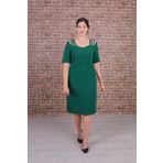 Nidya Moda 4155Y Yeşil Omuz Şeritli Kadın Elbise