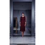 Nidya Moda Büyük Beden Simli Bordo Dantel Kloş Elbise 4036yb