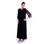 Nidya Moda Büyük Beden Siyah Dantelli Uzun Abiye Elbise s