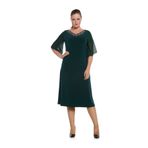 Nidya Moda Büyük Beden Yeşil Şifon Kol Taşlı Abiye Elbise-4053y
