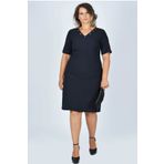 Nidya Moda L 4027 Lacivert V Yaka Taşlı Elbise