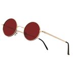 NIEEPA Vintage küçük yuvarlak polarize hippi güneş gözlüğü erkekler kadınlar daire güneş gözlüğü NP1002, A46-altın Çerçeve/Şeffaf Kırmızı Lens, 45mm