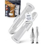 NietFullThings 200 yarı şeffaf 6 mm dekoratif usta dübel, 4,5 – 5 mm vidalar için, duvara montaj için çok amaçlı dübel, beton, tam taş, tuğla, alçıpan, kireç taşı ve daha fazlası için evrensel dübel